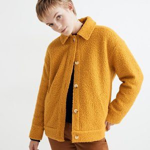 Madewell Boucle Bomber Jacket in Cumin Size XXL Sherpa Boxy Shacket Coat